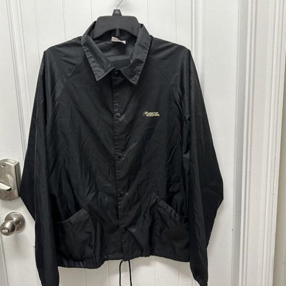 Vintage Auburn Sportswear Windbreaker Jacket Mens Black Schenectady Intl. Logo